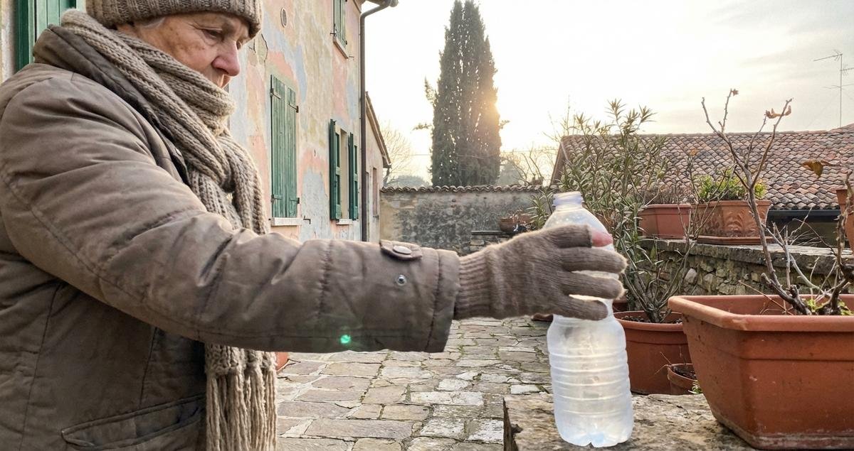 perche-anziani-lasciano-bottiglia-plastica-giardino-inverno